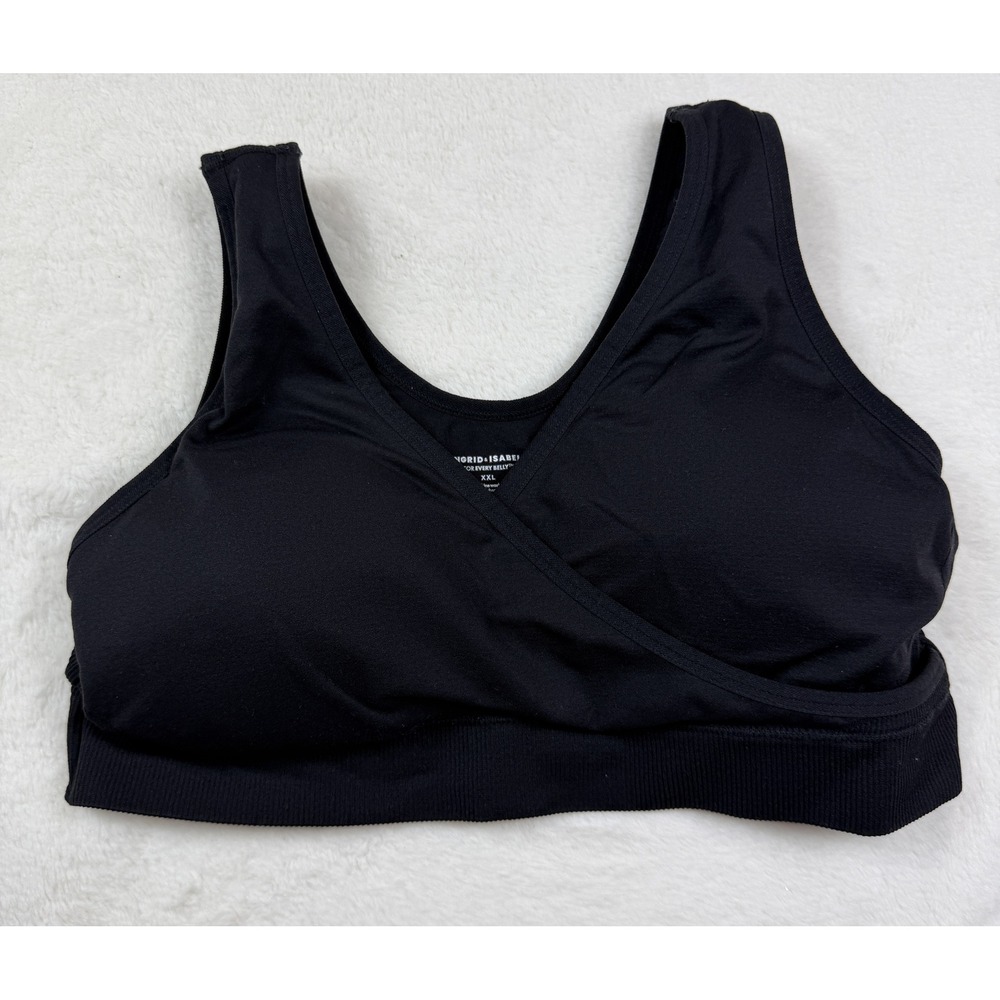 Ingrid & Isabel XXL Black Crossover Wireless Nursing Bralette Maternity Bra